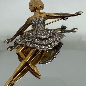 Elegant Gold and Silver Ballerina Brooch